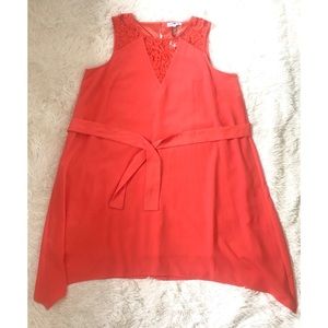 💕 2/$25 NWT Coral Chiffon Dress with Lace Detail